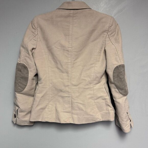 Boden Women’s camel tan Blazer jacket size 6 US elbow patches velvet like - Picture 4 of 7